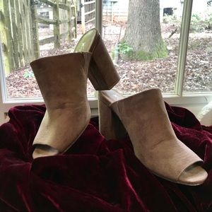 Taupe Open Toe Mules